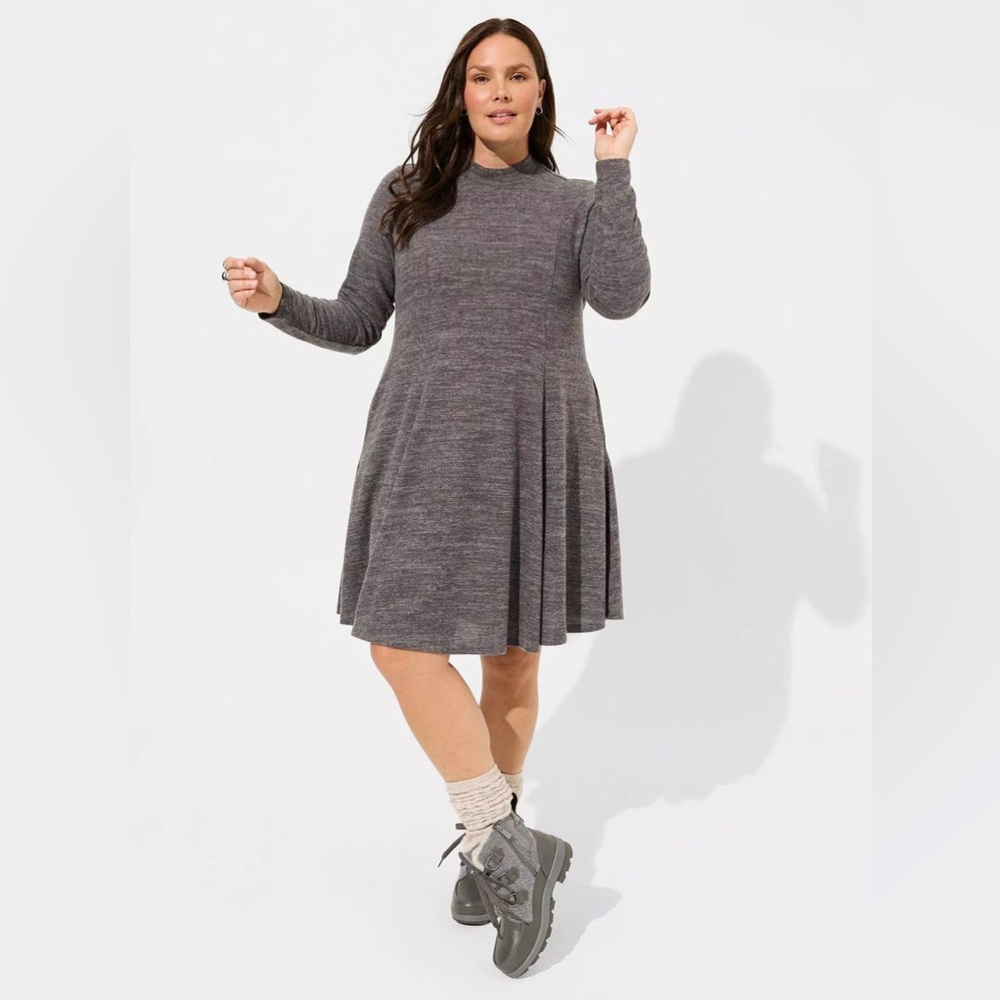 NEW Torrid At The Knee Hacci Mock Neck Fit N Flare Dress 2x
